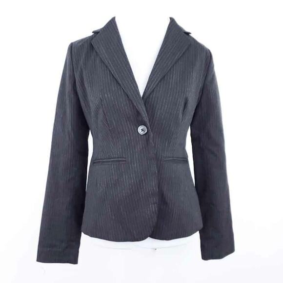 Apt. 9 Blazer Stripe Gray Women Size 6 One Button Career Jacket Blazer Lined - Picture 5 of 10